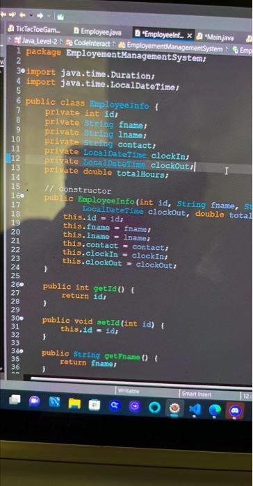 Solved a TictacioeGam_. D Employeejave Dumployeelnf. x a | Chegg.com