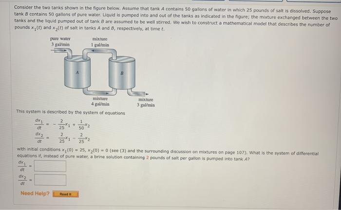 Solved Consider the two tanks shown in the figure below. | Chegg.com