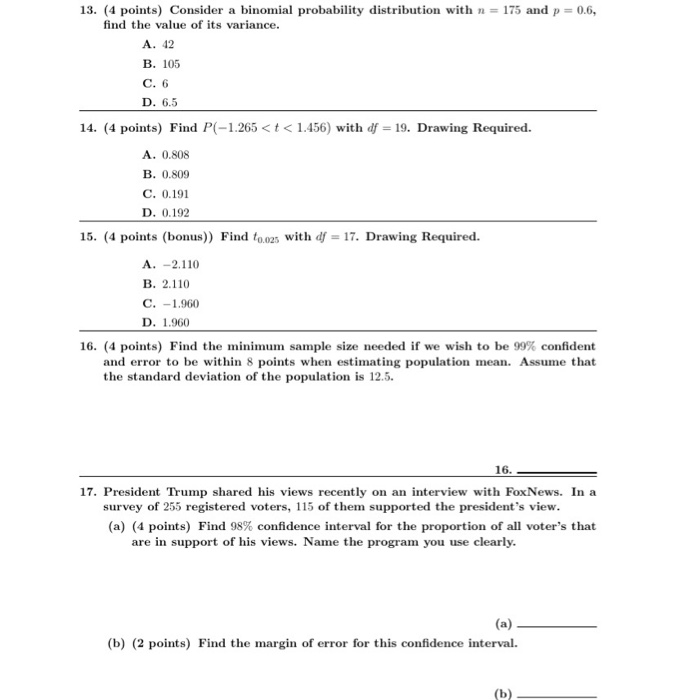 Solved 13. (4 points) Consider a binomial probability | Chegg.com