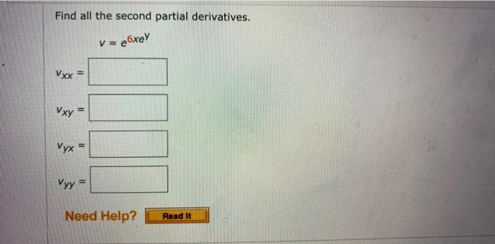 Solved Find All The Second Partial Derivatives V E6xey