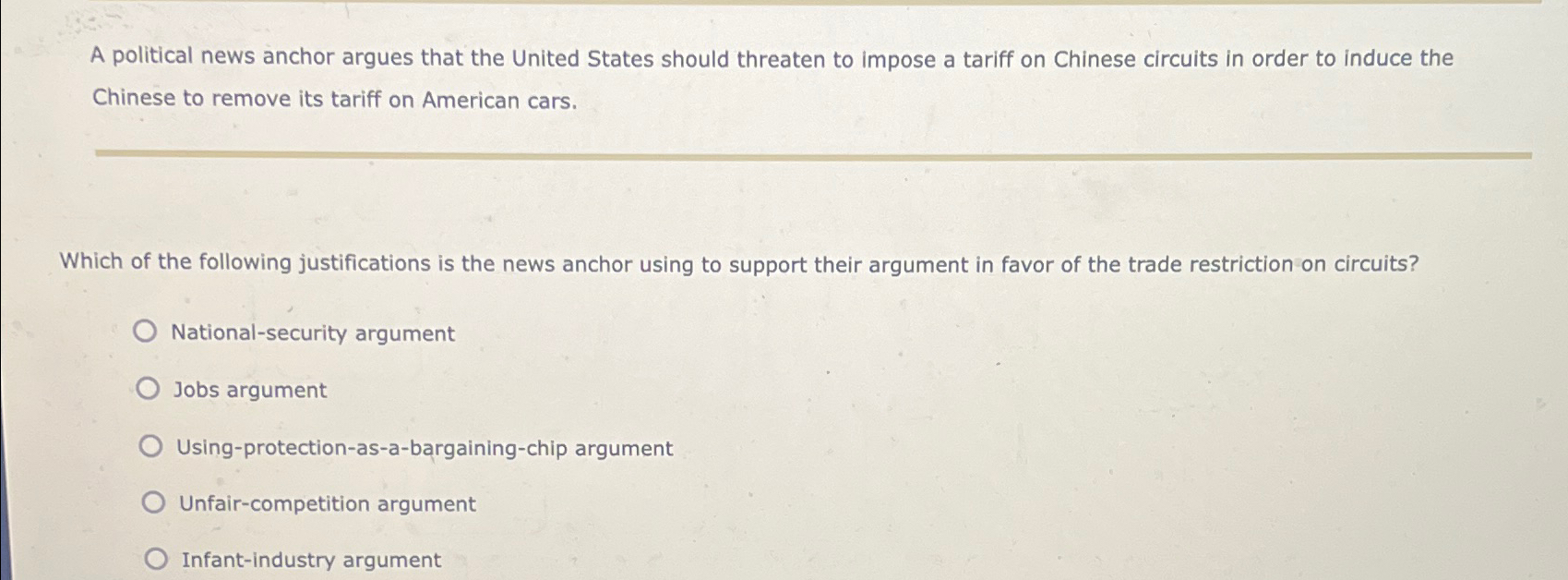 Solved A political news anchor argues that the United States | Chegg.com