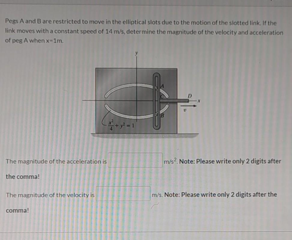 Solved Pegs A And B Are Restricted To Move In The Elliptical | Chegg.com