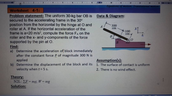 Solved 11 Equations Of Motion Translational Monton Data Chegg Com