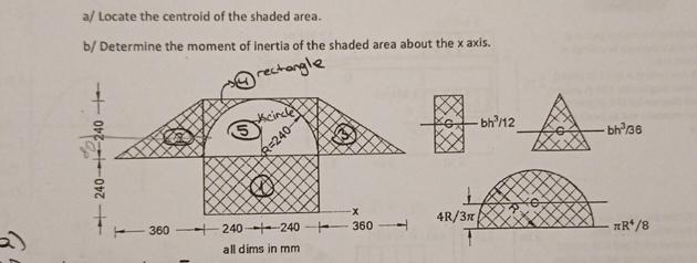 Solved a/ ﻿Locate the centroid of the shaded area.b/ | Chegg.com