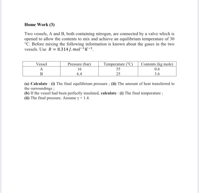 Solved Home Work (3) Two Vessels, A And B, Both Containing | Chegg.com