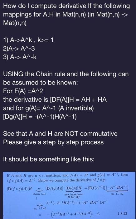 Solved How do I compute derivative If the following mappings | Chegg.com