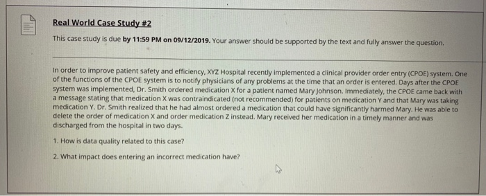 Solved Real World Case Study #2 This case study is due by | Chegg.com