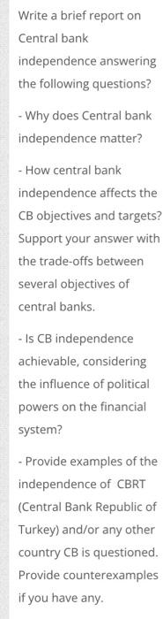 central bank essay question