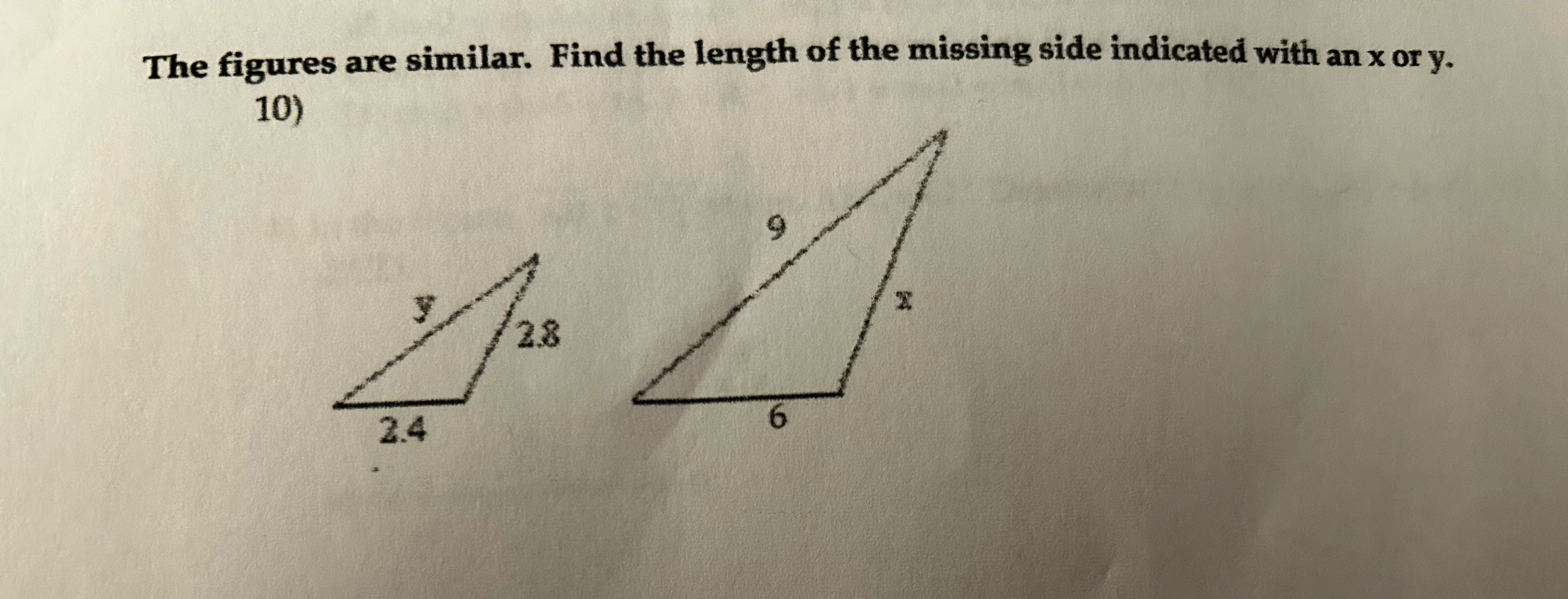Solved The figures are similar. Find the length of the | Chegg.com