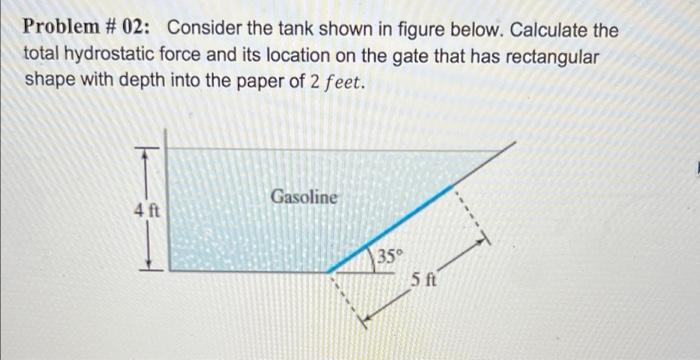 Solved Problem # 02: Consider the tank shown in figure | Chegg.com