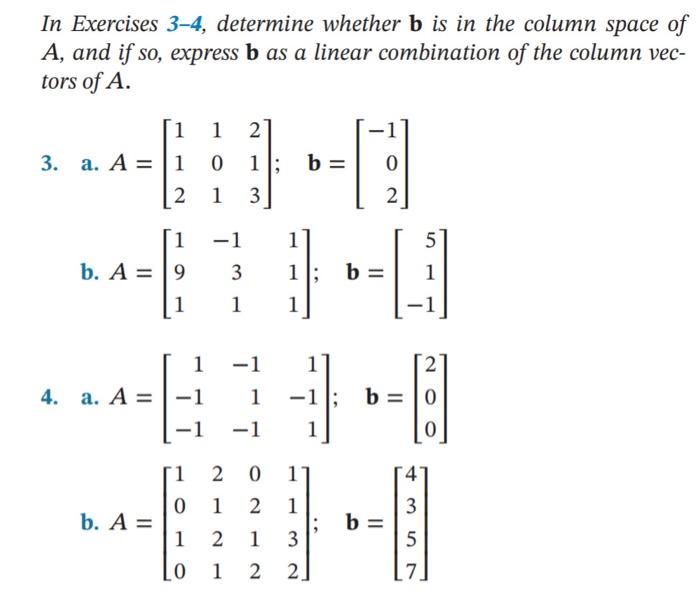 Solved In Exercises 3-4, Determine Whether B Is In The | Chegg.com