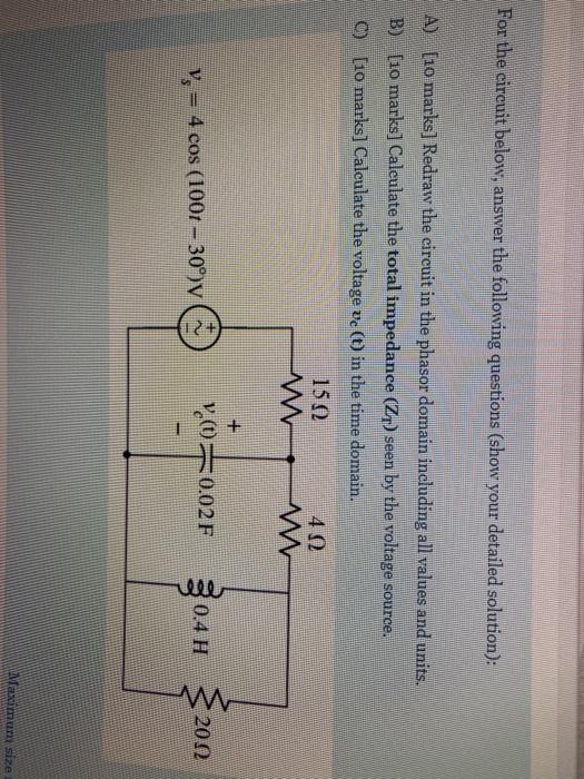 Solved For The Circuit Below, Answer The Following Questions | Chegg.com