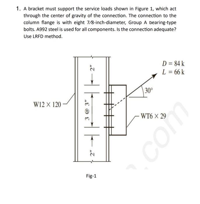 Solved 1. A bracket must support the service loads shown in | Chegg.com