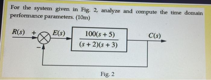 Solved For the system given in Fig. 2, analyze and compute | Chegg.com