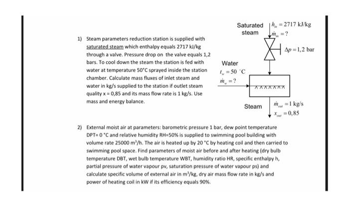 Solved 1) Steam parameters reduction station is supplied | Chegg.com