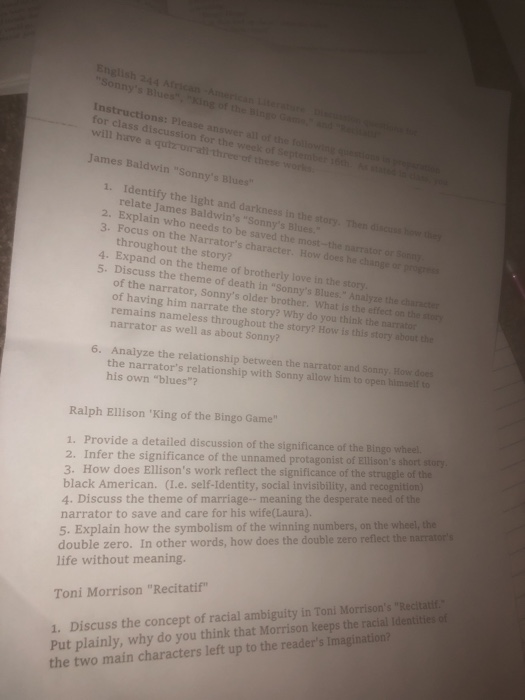 narrator 6. Analyze the relationship bet his own