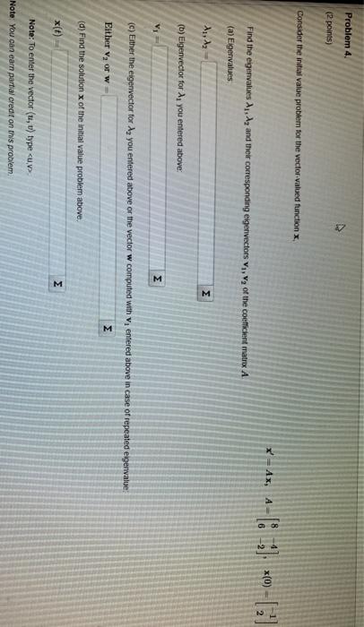 Solved Problem 4 (2 points) Consider the initial value | Chegg.com