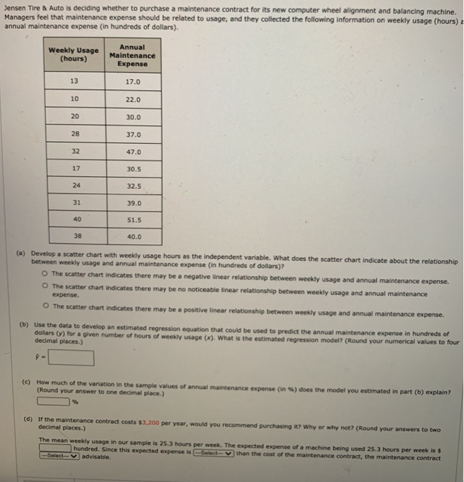 Solved Jensen Tire & Auto is deciding whether to purchase a | Chegg.com