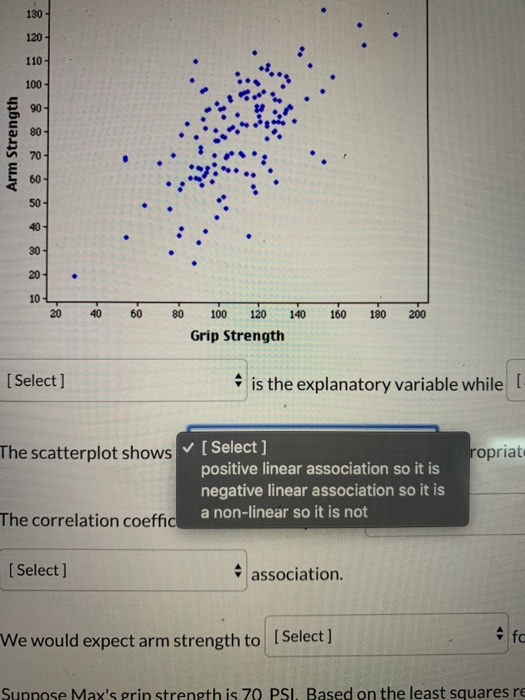 Solved The grip strength (in PSI) and arm strength (in LBS) | Chegg.com