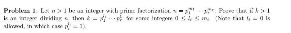 Solved Problem 1. Let n>1 be an integer with prime | Chegg.com