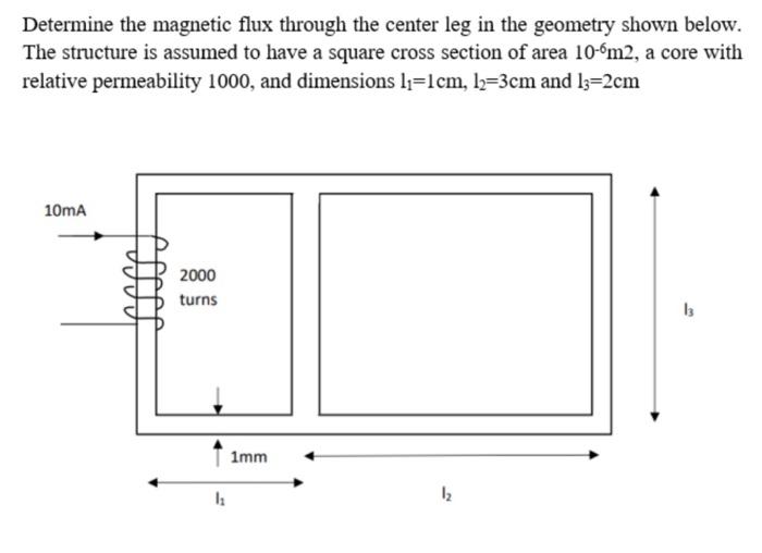 Solved Determine the magnetic flux through the center leg in | Chegg.com