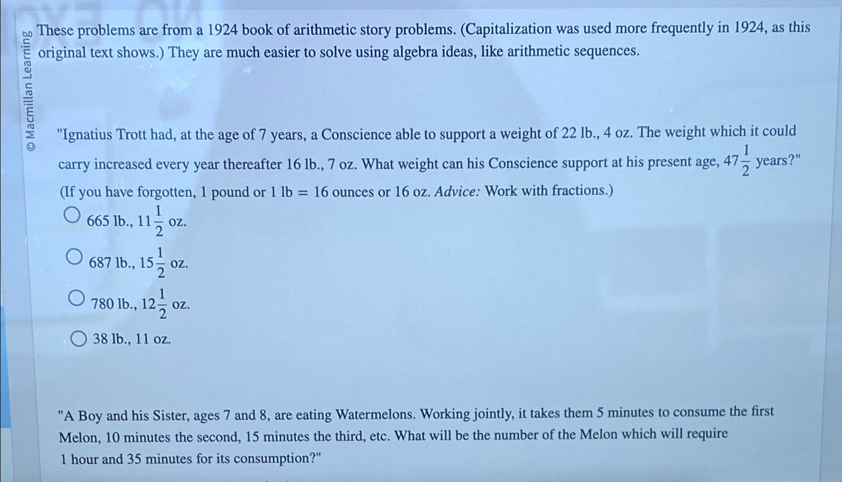 Solved These problems are from a 1924 ﻿book of arithmetic | Chegg.com