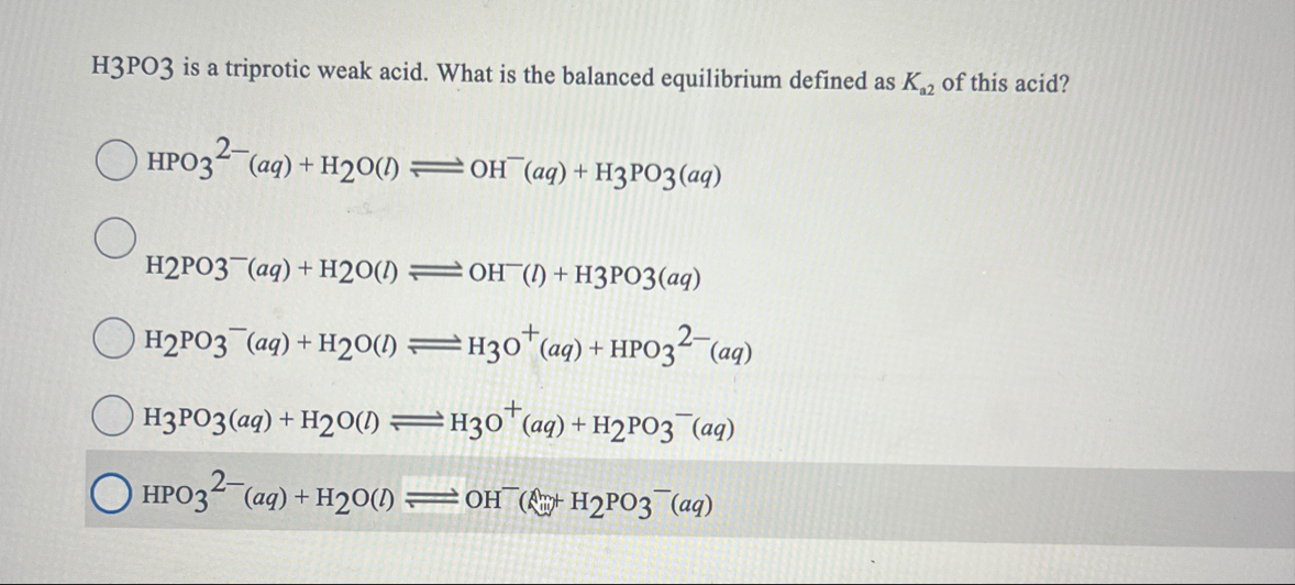 Solved H 3 ﻿PO 3 ﻿is a triprotic weak acid. What is the | Chegg.com