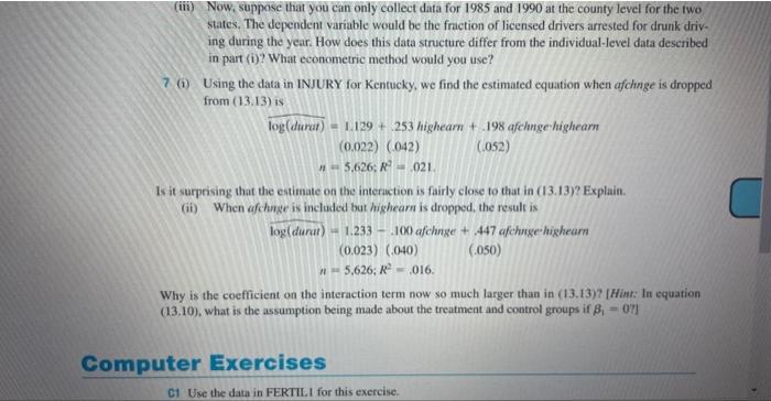 Solved (iii) Now, suppose that you can only collect data for | Chegg.com