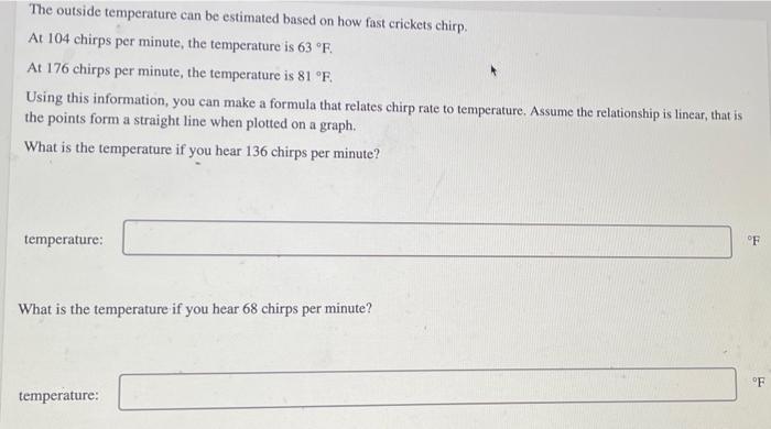 Solved The outside temperature can be estimated based on how | Chegg.com