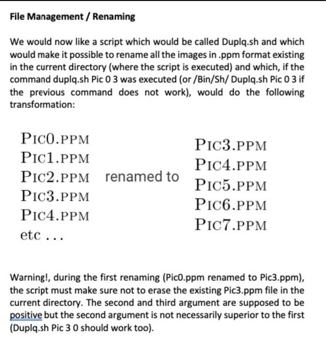 Solved File Management / Renaming We would now like a script | Chegg.com