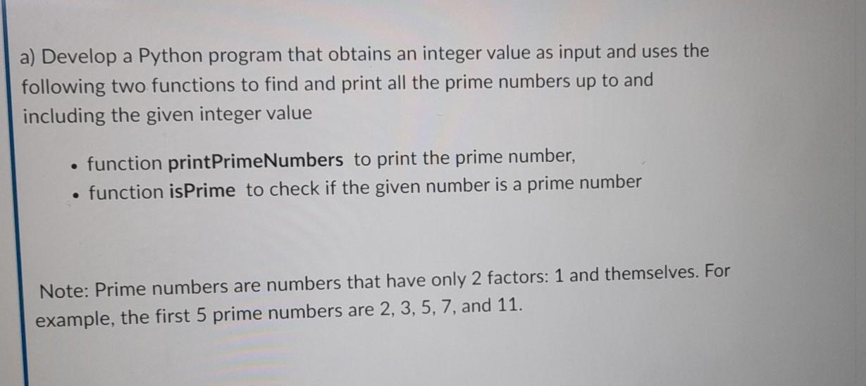 Solved a) Develop a Python program that obtains an integer | Chegg.com