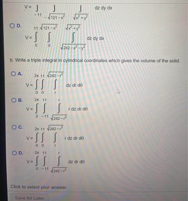 Solved 3 Consider the solid bounded below by the cone z=\x2 | Chegg.com
