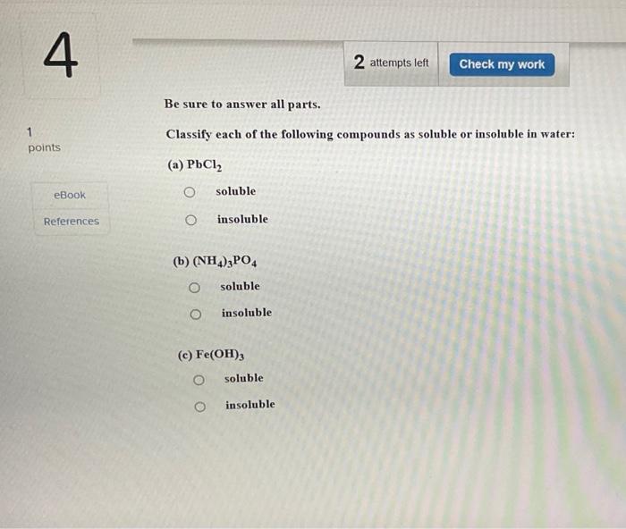 Solved Be sure to answer all parts. Classify each of the | Chegg.com