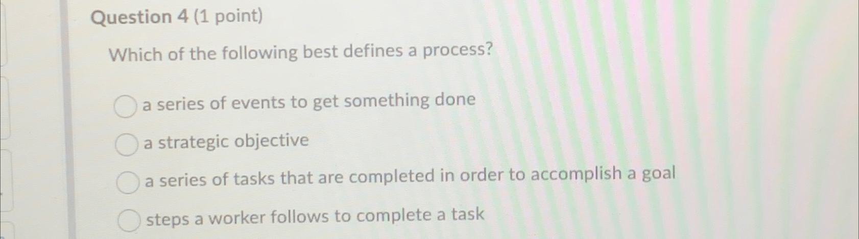 Solved Question 4 (1 ﻿point)Which of the following best | Chegg.com