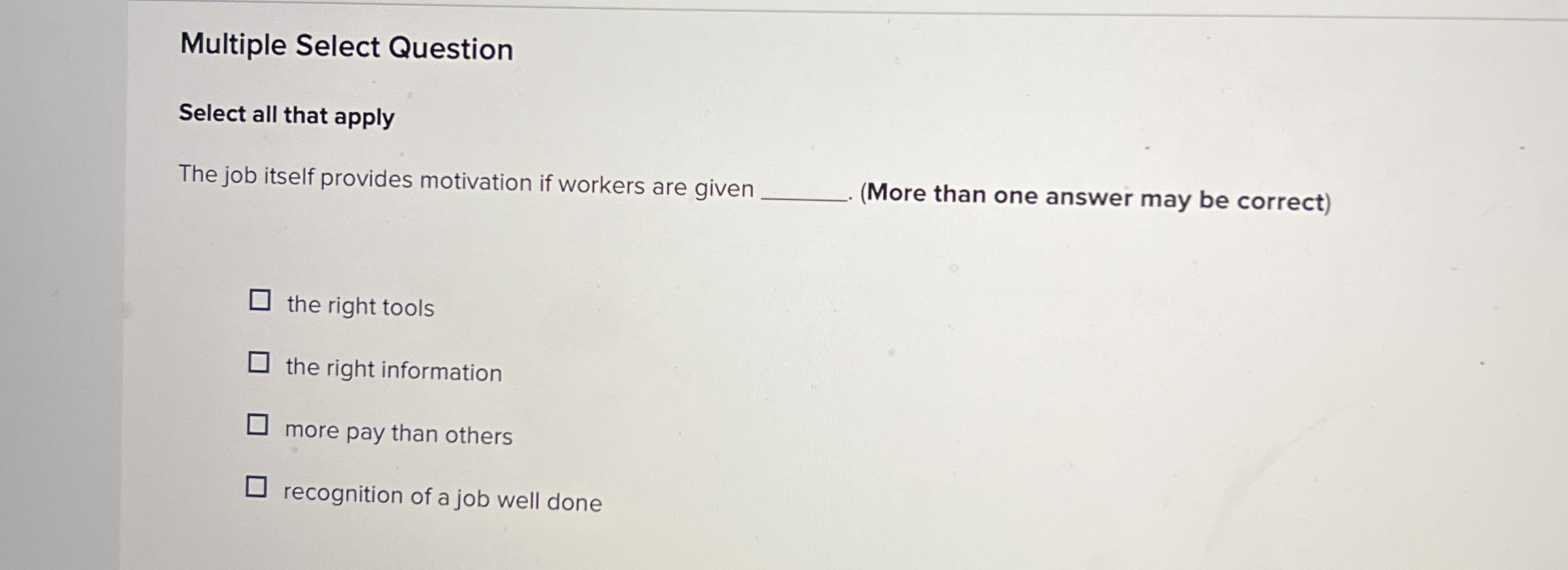 Solved Multiple Select QuestionSelect all that applyThe job | Chegg.com