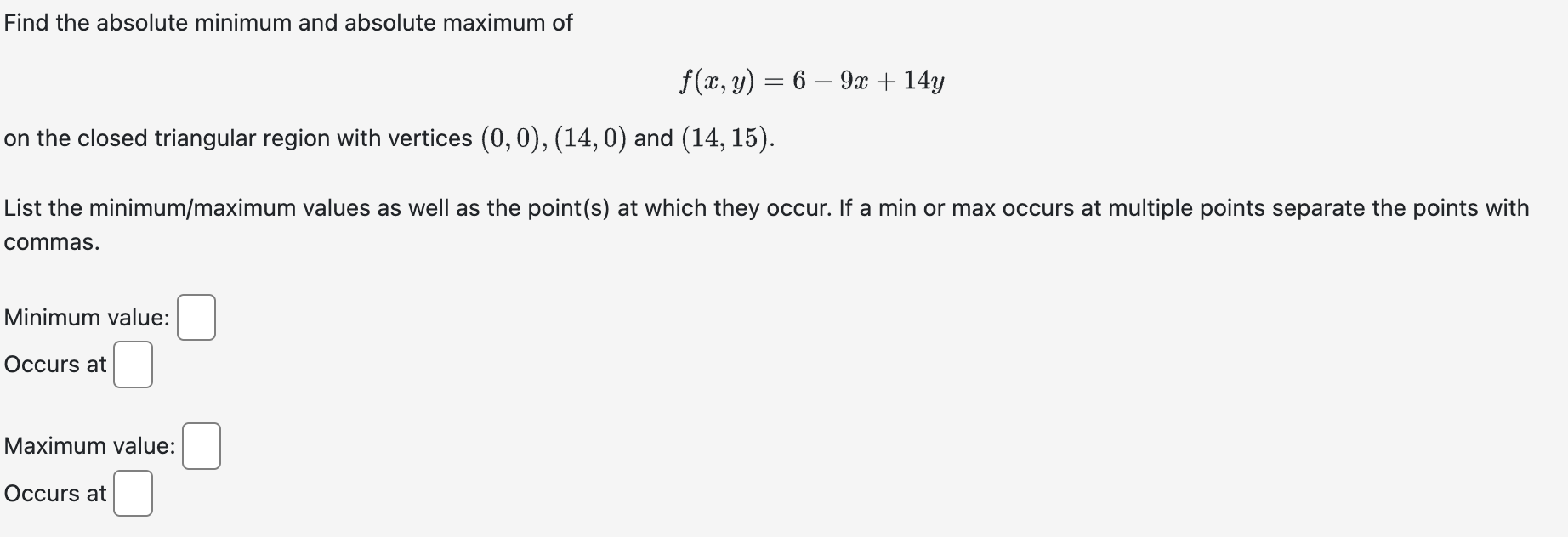 Solved Find the absolute minimum and absolute maximum | Chegg.com