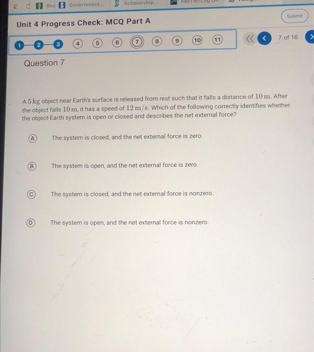 Solved Unit 4 Progress Check MCQ Part A 12 13 14 15 16 4 of