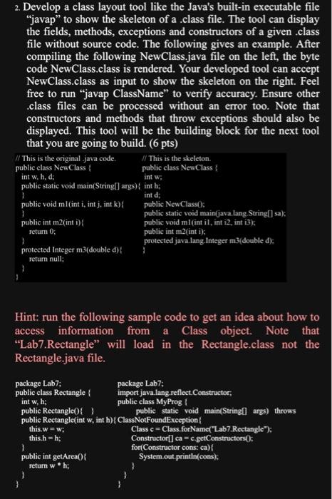 Solved 2. Develop a class layout tool like the Java's | Chegg.com