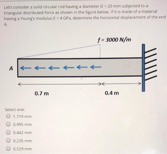 Solved Let's consider a solid circular rod having a diameter | Chegg.com