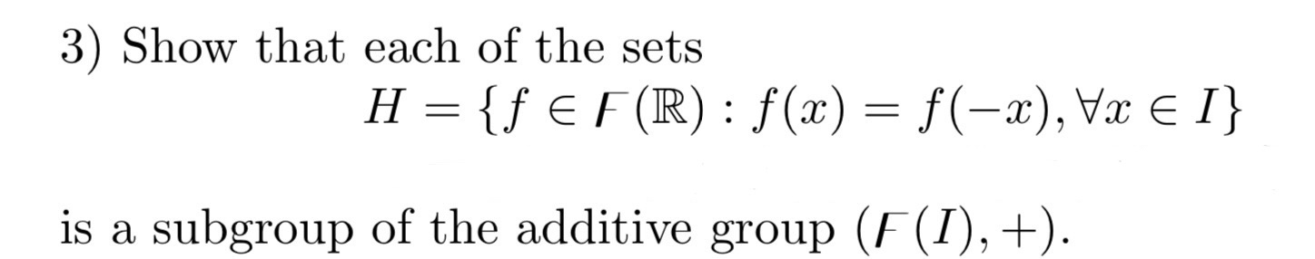 Solved Show that each of the setsH={f ﻿belongs | Chegg.com