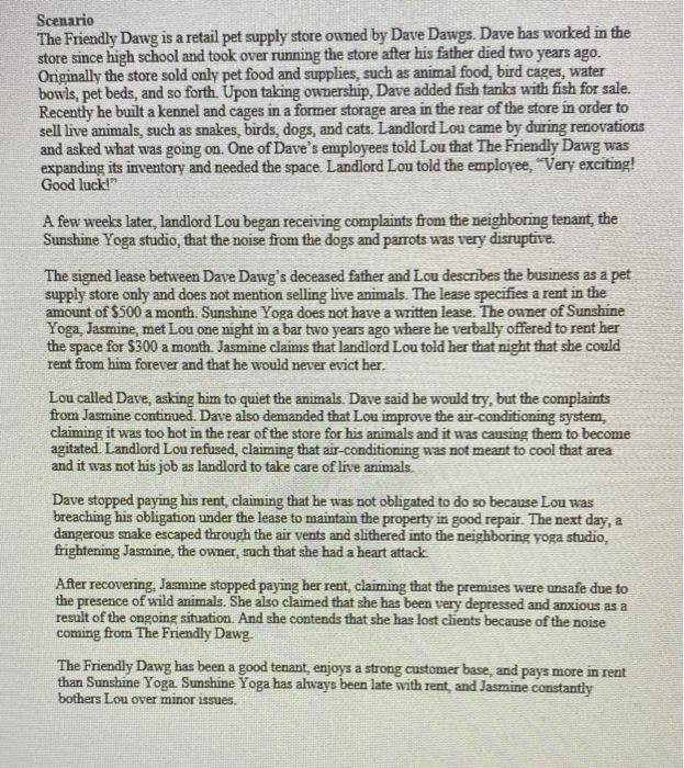 Solved Scenario The Friendly Dawg is a retail pet supply