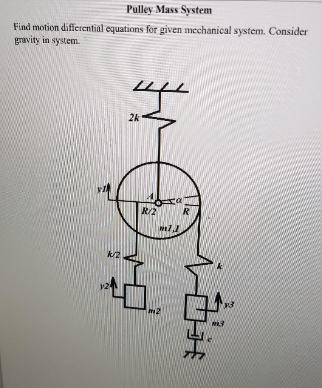 Solved Pulley Mass System Find motion differential equations