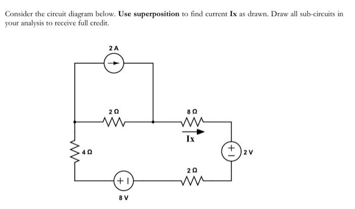 Solved Consider the circuit diagram below. Use superposition | Chegg.com