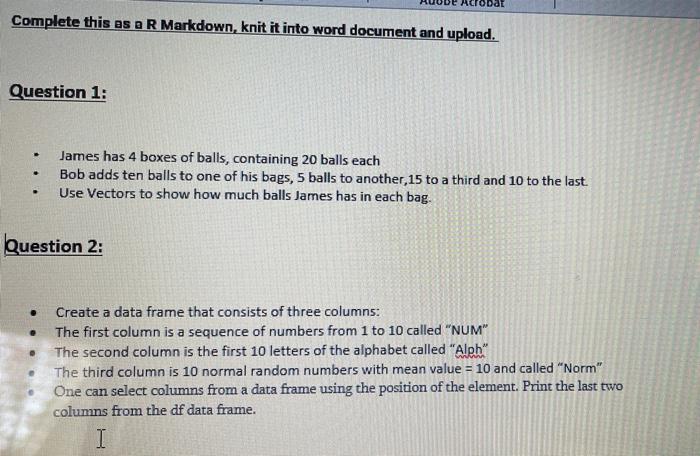 Solved Complete this as a R Markdown, knit it into word | Chegg.com