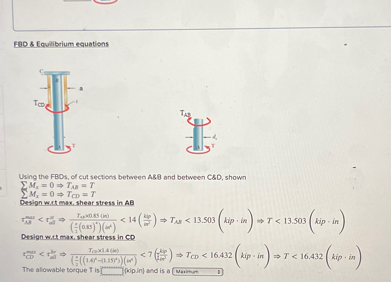 Solved FBD & Equilibrium equationsUsing the FBDs, ﻿of cut | Chegg.com