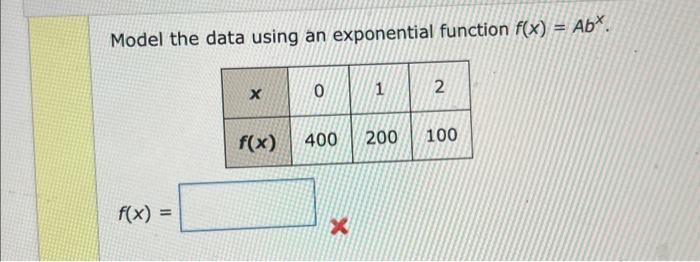 Solved Model The Data Using An Exponential Function | Chegg.com