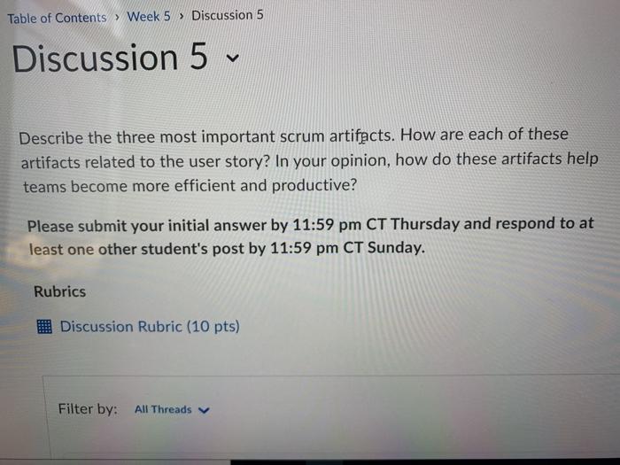 Solved Table of Contents > Week 5 > Discussion 5 Discussion | Chegg.com