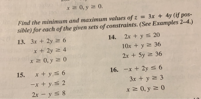 Solved 2 0 Y 0 Find The Minimum And Maximum Values Of Chegg Com