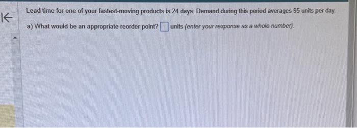 solved-lead-time-for-one-of-your-fastest-moving-products-is-chegg