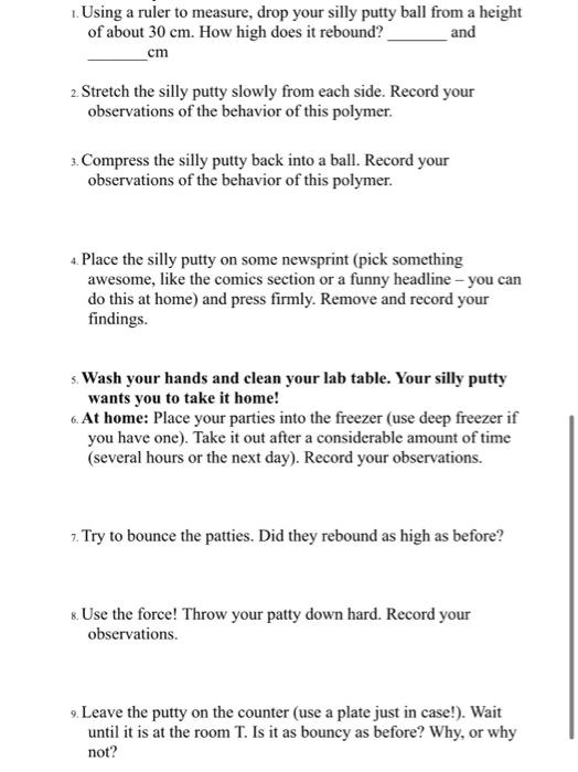 Solved Silly Putty Lab Chemistry: Elmer&rsquo;s Glue is made up of 